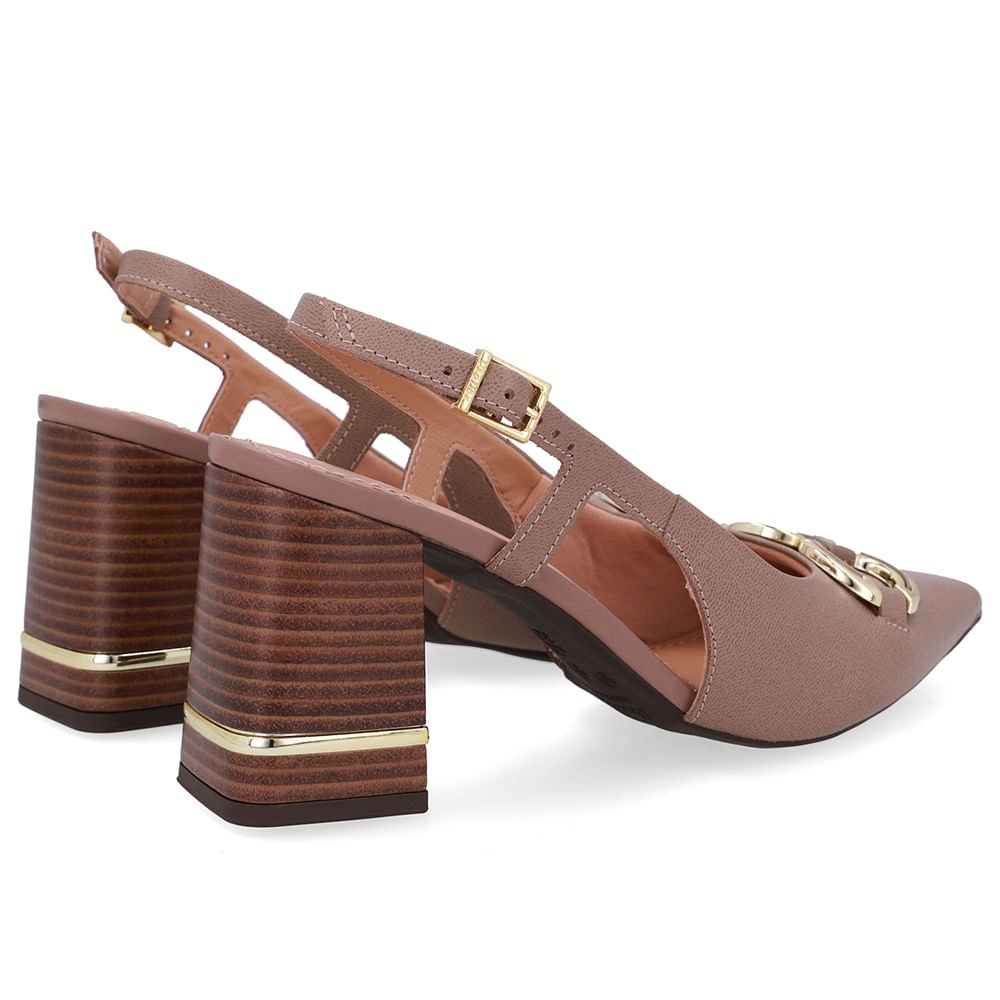 Slingback Marrom Fendi Detalhe Salto Couro Marrom 3