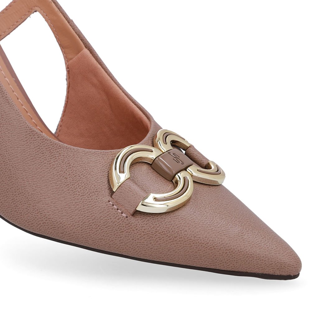 Slingback Marrom Fendi Detalhe Salto Couro Marrom 4