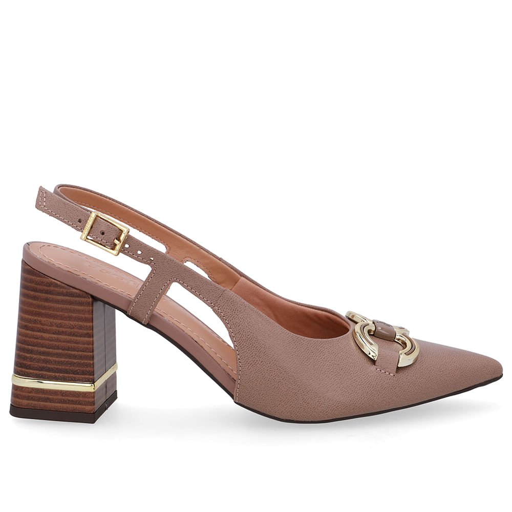 Slingback Marrom Fendi Detalhe Salto Couro