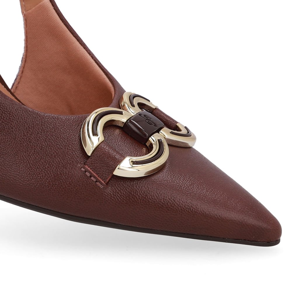 Slingback Marrom Pinhão Detalhe Salto Couro Pinhão 4