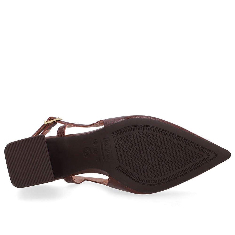 Slingback Marrom Pinhão Detalhe Salto Couro Pinhão 5