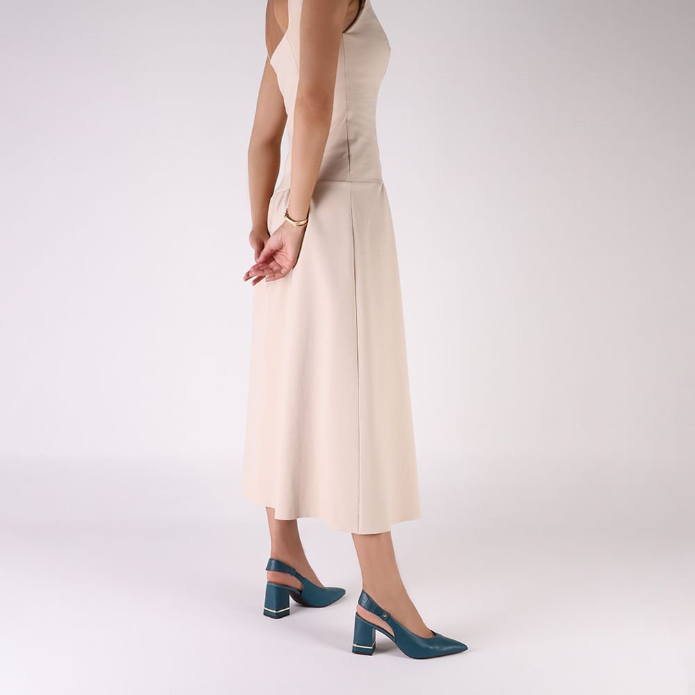 Slingback Azul Casual Bico Fino Couro Azul 4