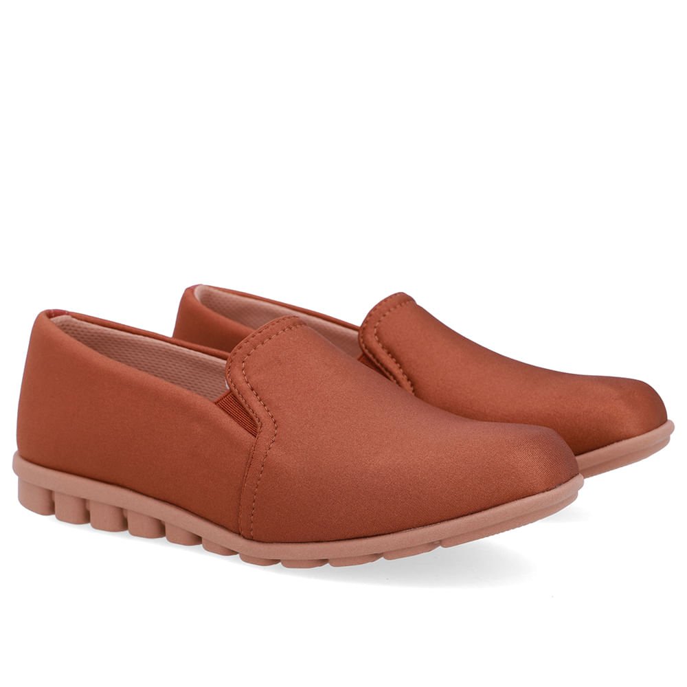 Loafer Marrom Elastano Básico Marrom 2