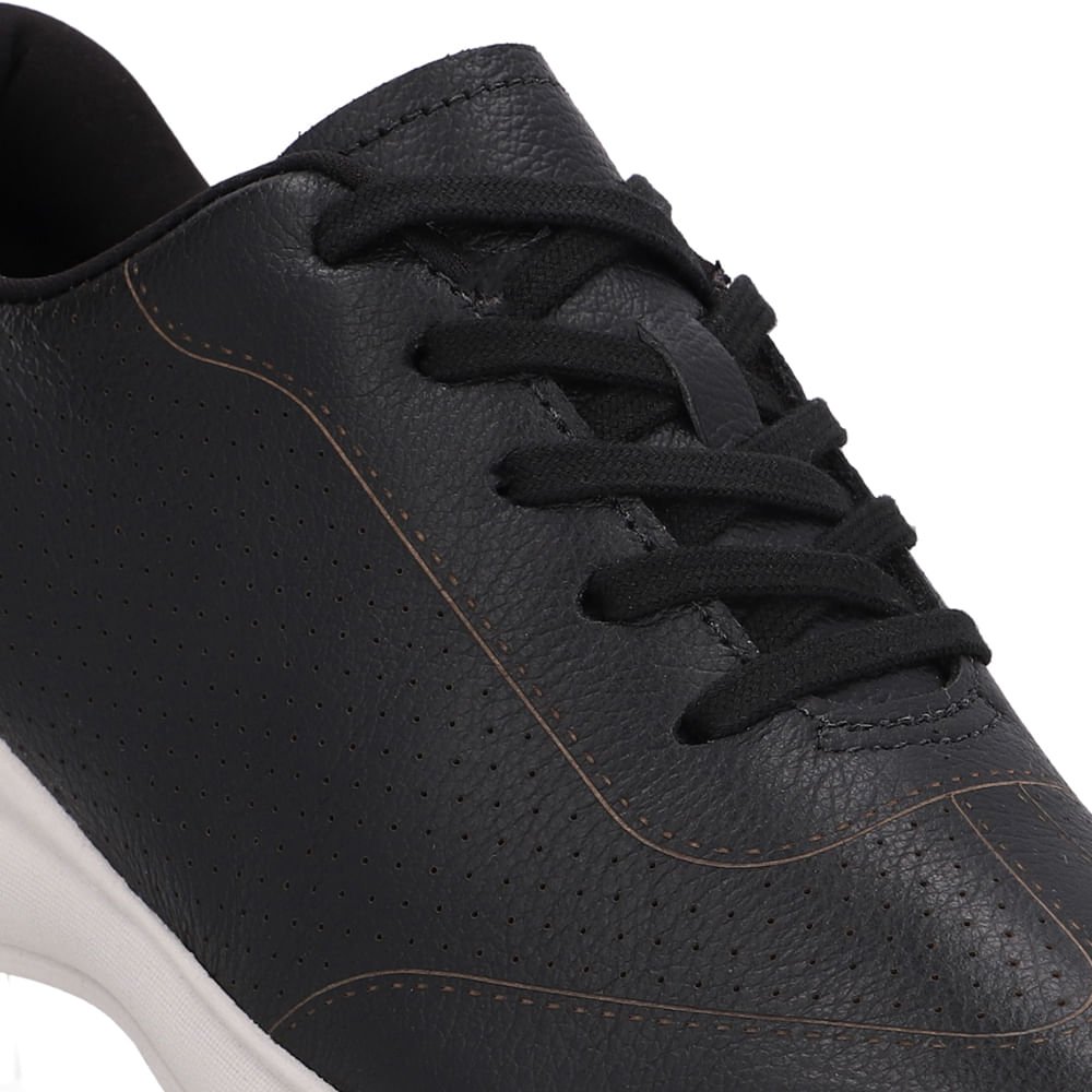 Tênis Couro Preto Detalhes Laser Preto 4