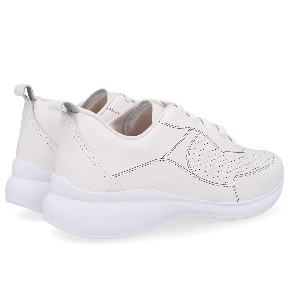 Tênis Cadarço Elástico Couro Branco Branco 3