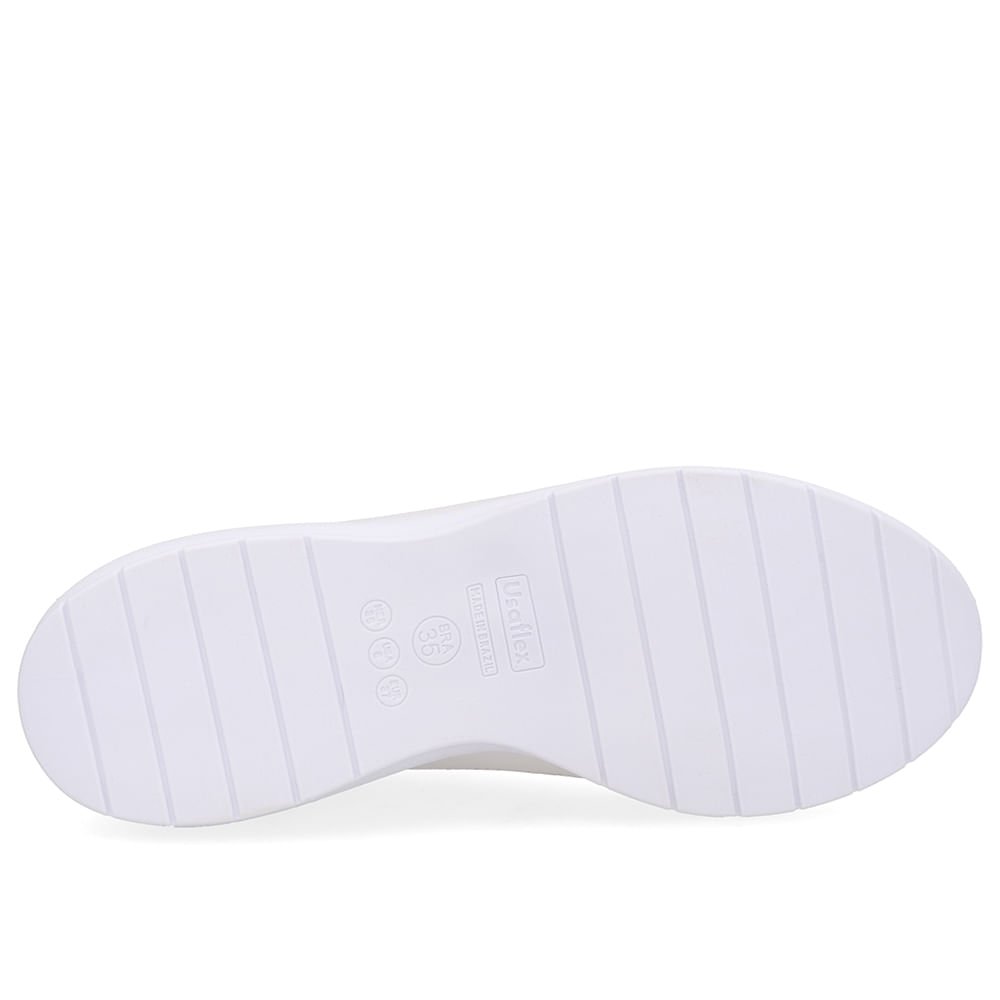 Tênis Cadarço Elástico Couro Branco Branco 5