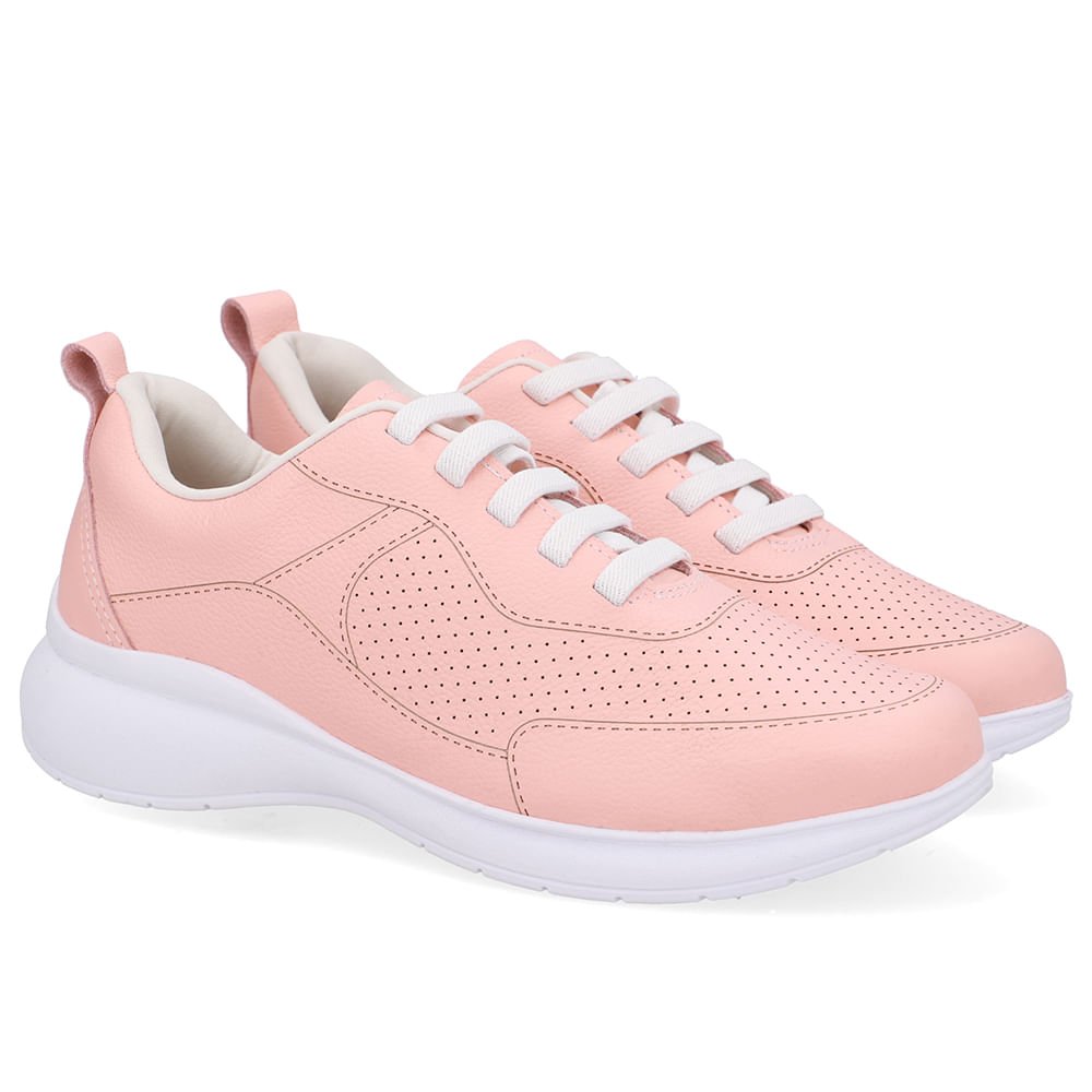 Tênis Cadarço Elástico Couro Laranja Rosa 2