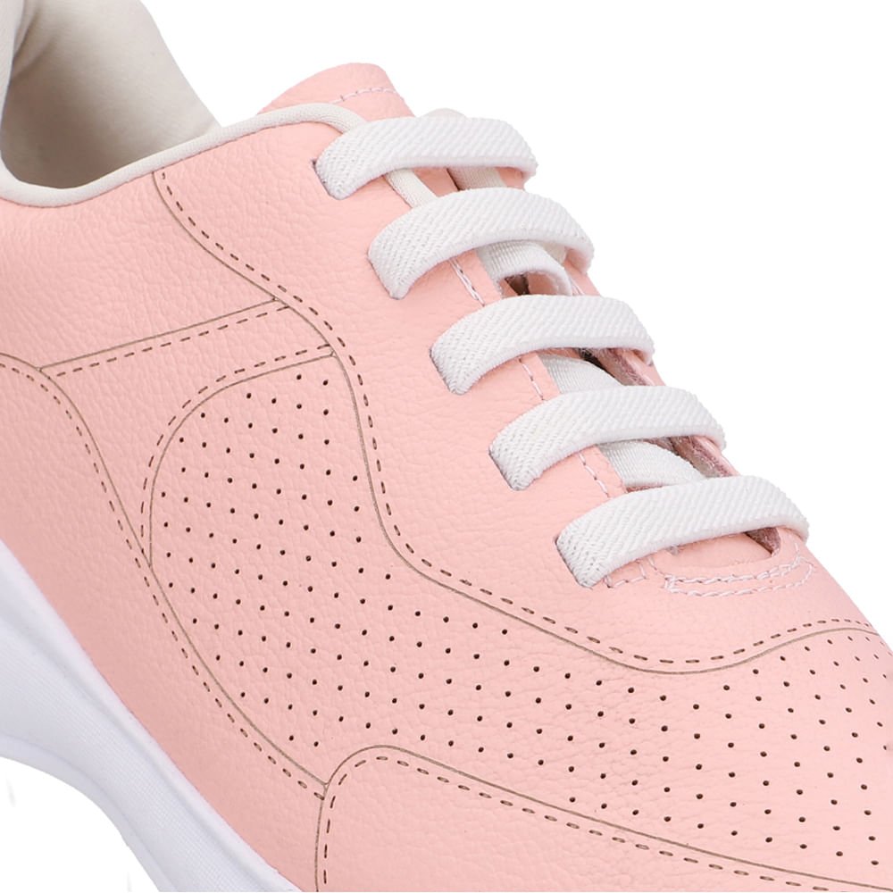 Tênis Cadarço Elástico Couro Laranja Rosa 4