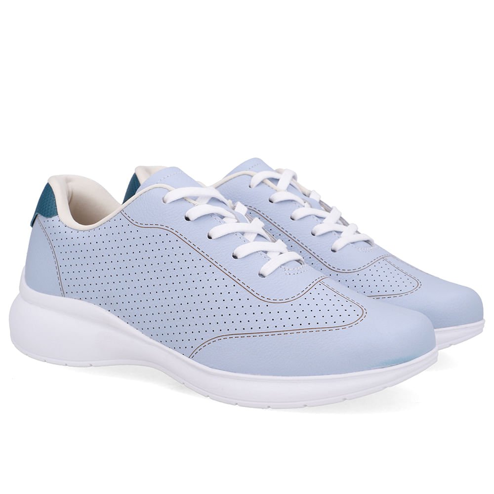 Tênis Couro Azul Detalhes Laser Azul 2