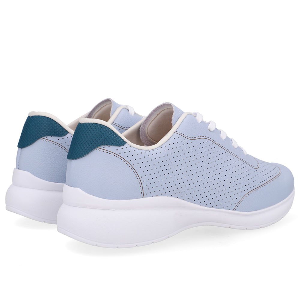 Tênis Couro Azul Detalhes Laser Azul 3