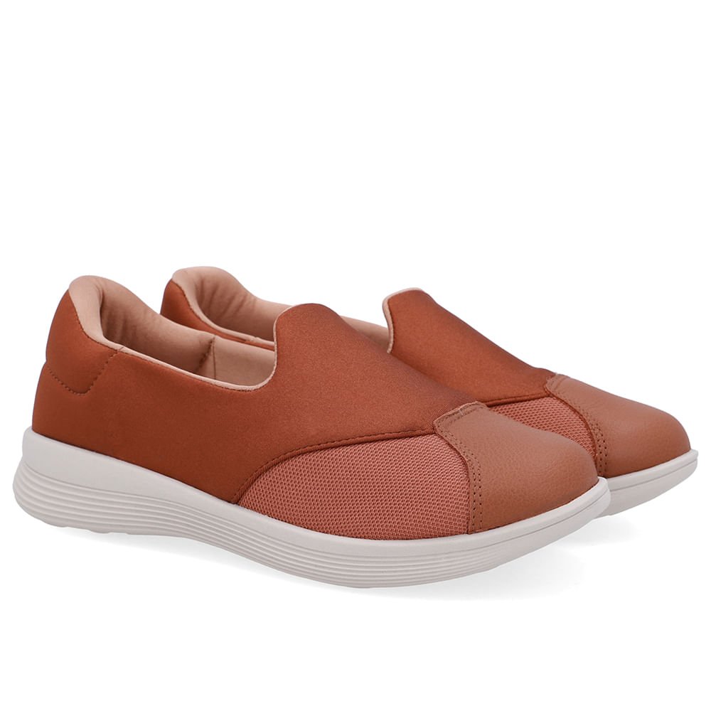 Tênis Slip On Elastano Marrom Marrom 2