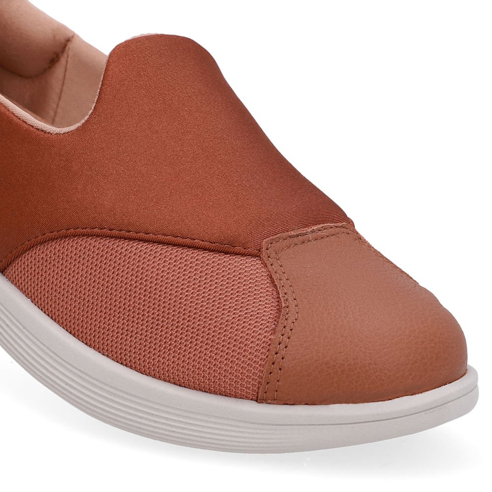 Tênis Slip On Elastano Marrom Marrom 4