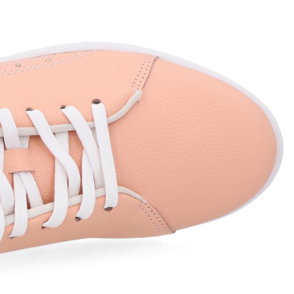 Tênis Cadarço Couro Laranja Rebite Rosa 4