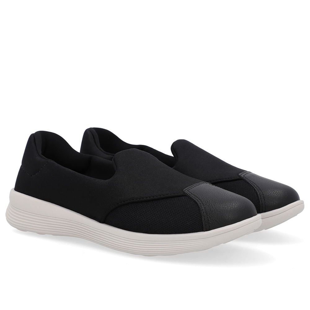 Tênis Slip On Elastano Preto Preto 2