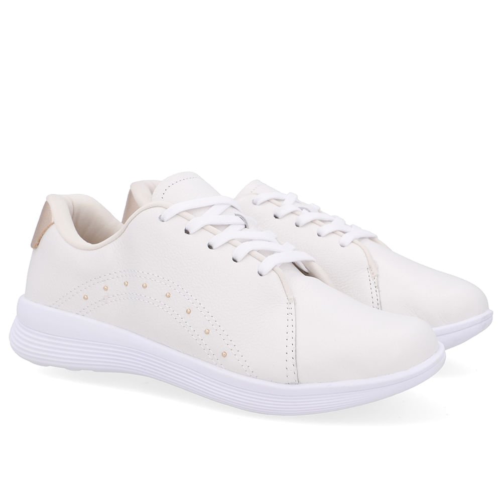 Tênis Cadarço Couro Branco Rebite Branco 2