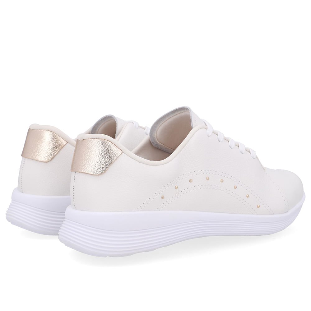 Tênis Cadarço Couro Branco Rebite Branco 3