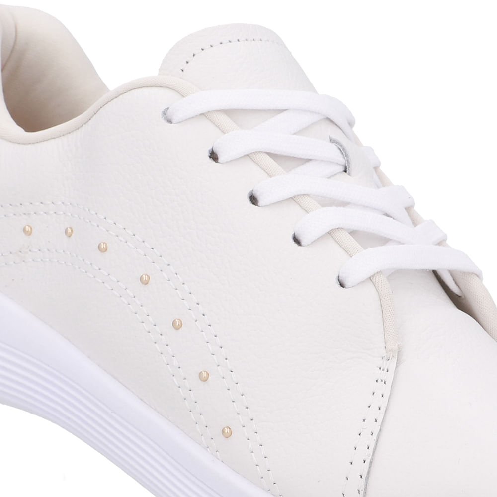 Tênis Cadarço Couro Branco Rebite Branco 4
