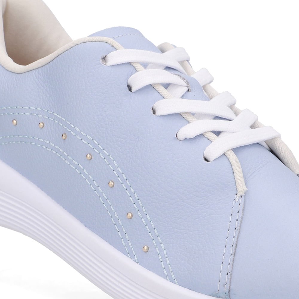 Tênis Cadarço Couro Azul Rebite Azul 4