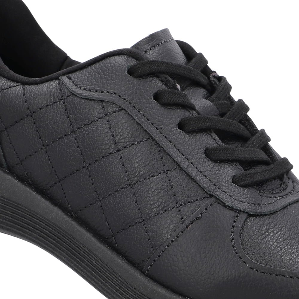 Tênis Matelassê Couro Preto Preto 4