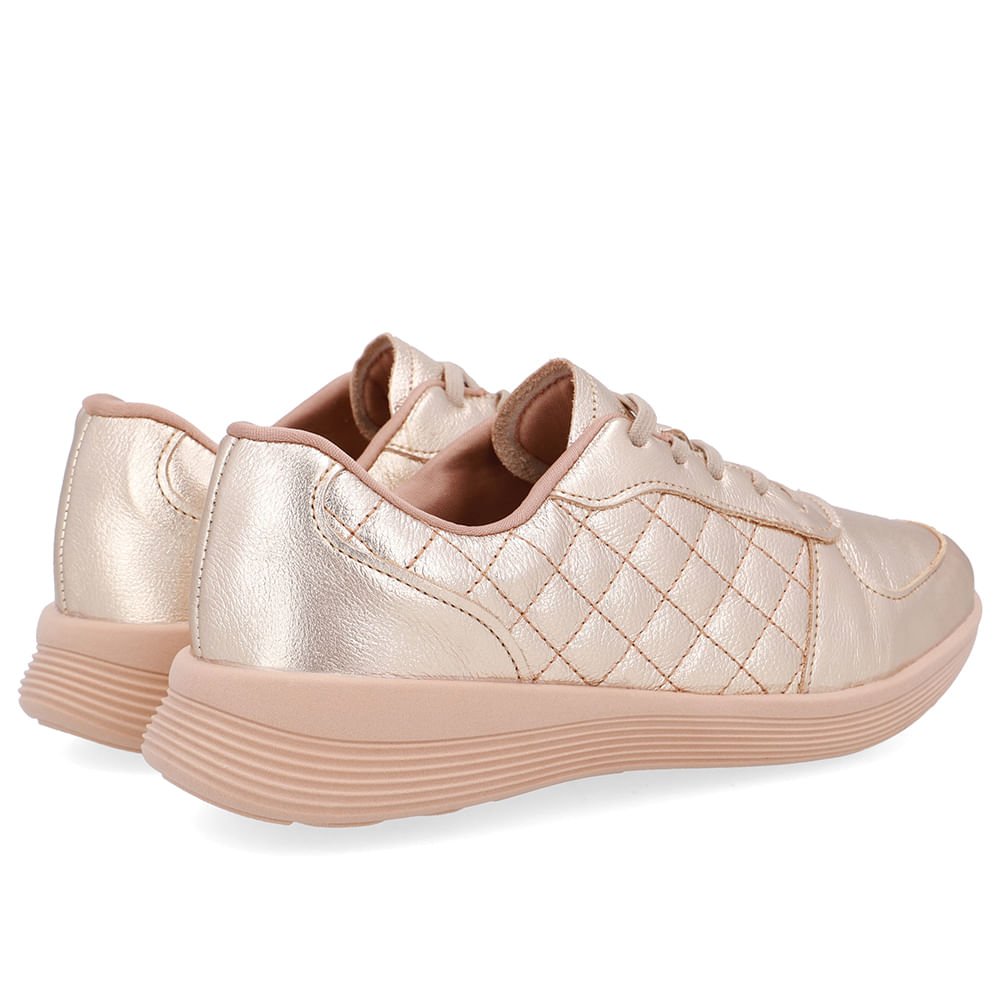 Tênis Matelassê Couro Dourado Dourado 3