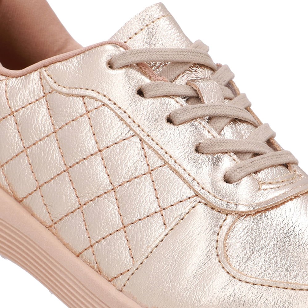 Tênis Matelassê Couro Dourado Dourado 4