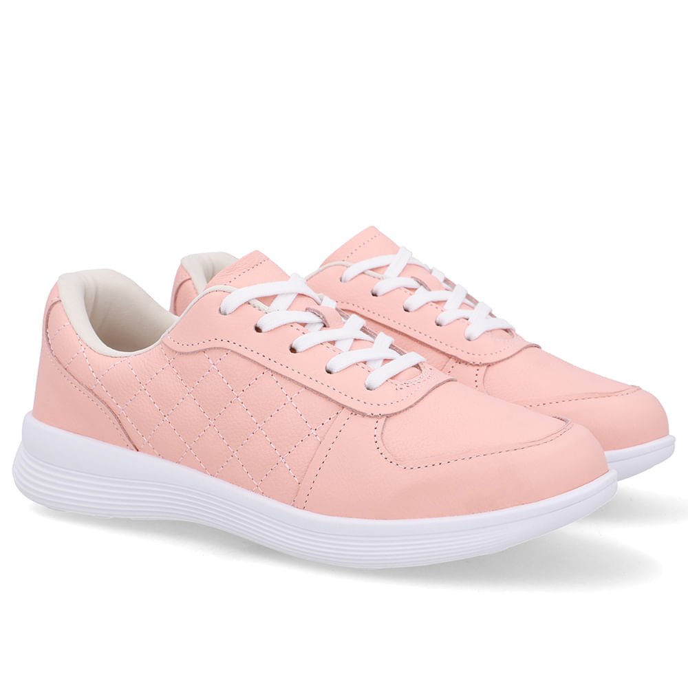 Tênis Matelassê Couro Laranja Rosa 2