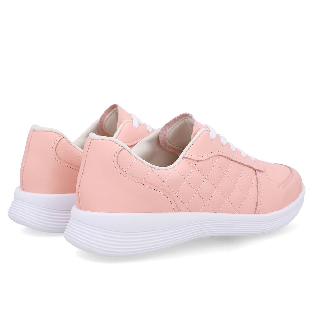 Tênis Matelassê Couro Laranja Rosa 3