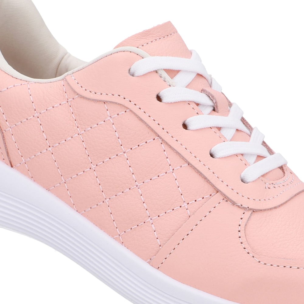 Tênis Matelassê Couro Laranja Rosa 4