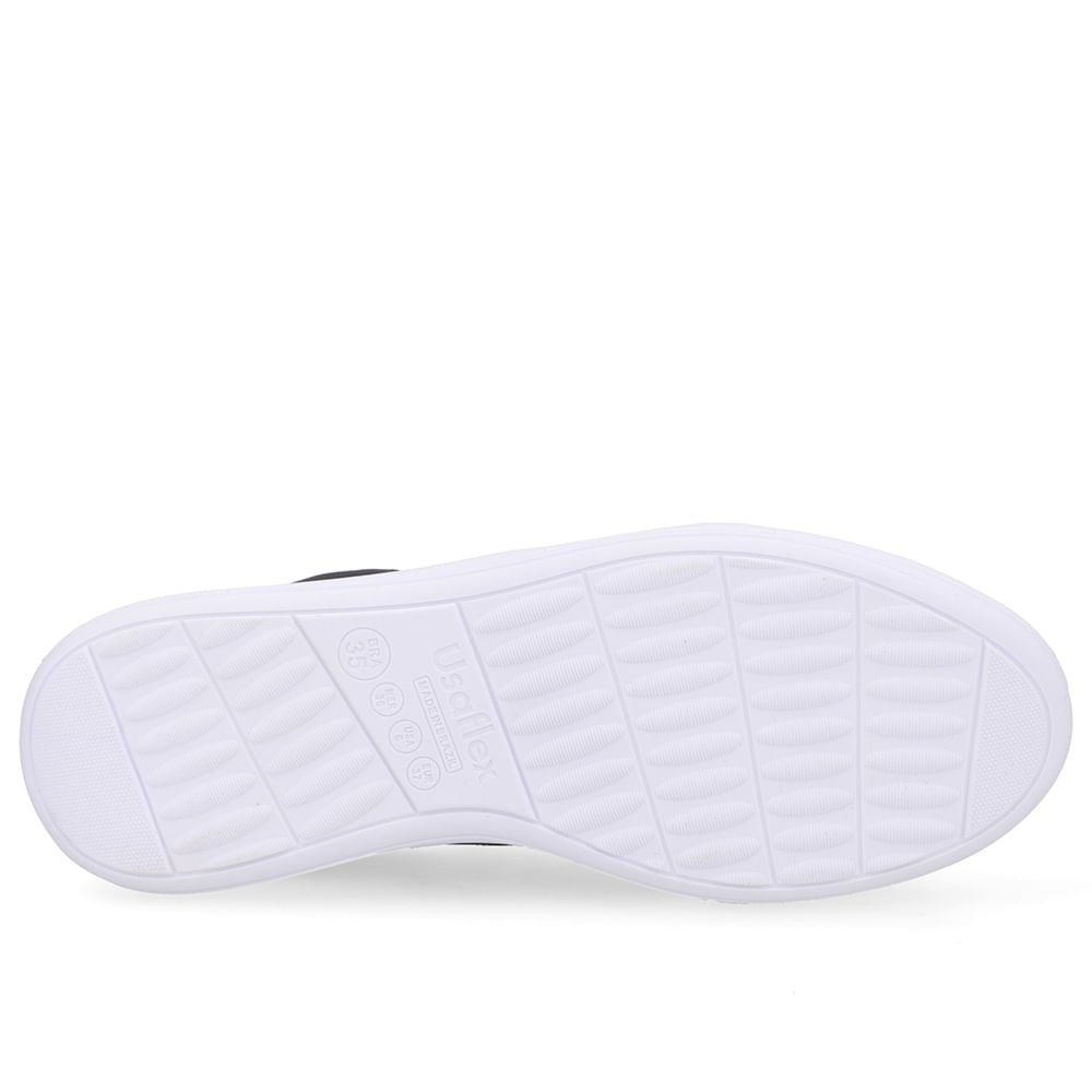 Tênis Básico Couro Preto Cadarço Elástico Preto 5