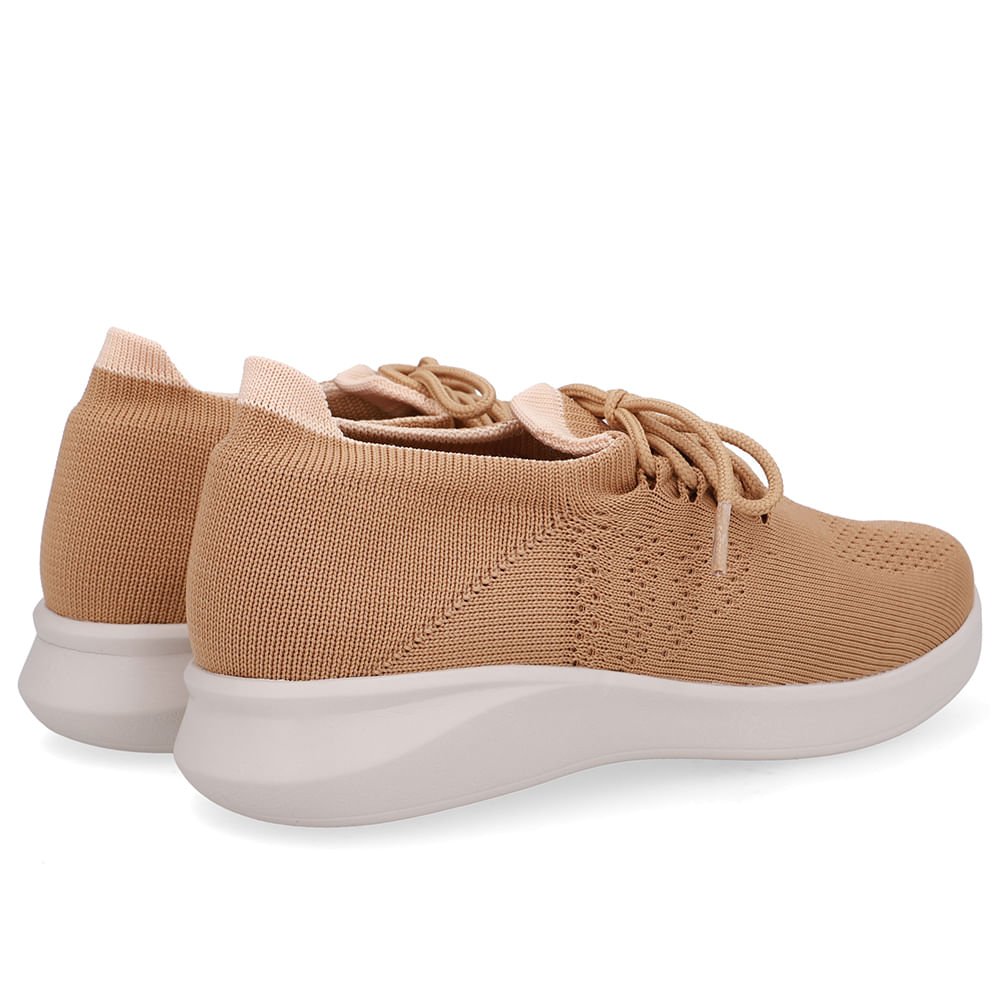 Tênis Tricot Bege Creme Cadarço Creme 3