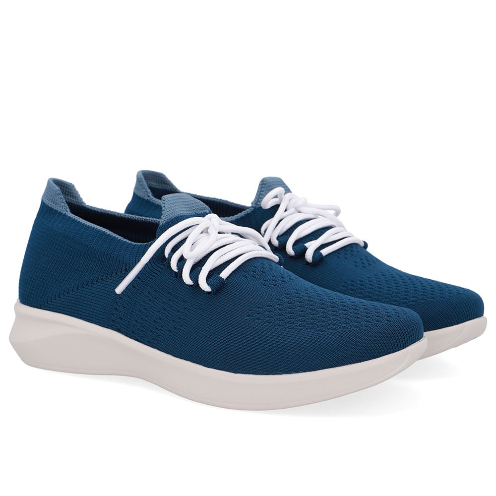 Tênis Tricot Azul Cadarço Azul 2