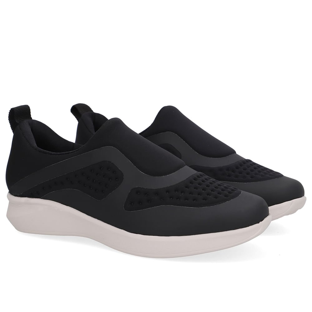 Tênis Slip On Elastano Preto Preto 2