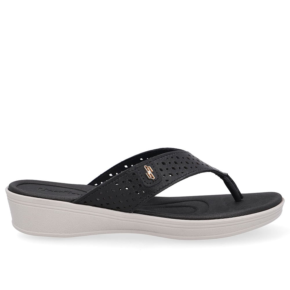 Chinelo Salto Anabela Couro Preto