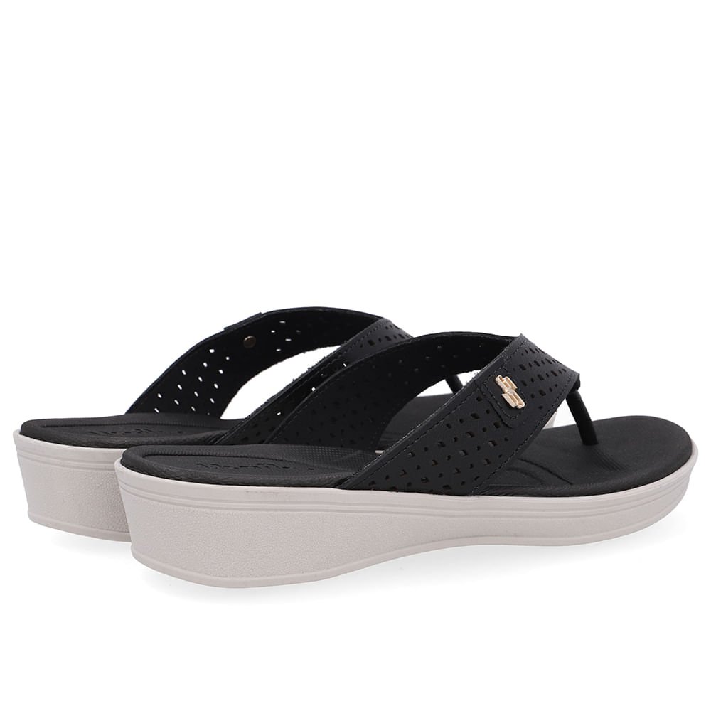 Chinelo Salto Anabela Couro Preto Preto 3