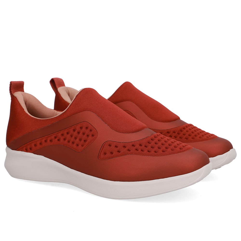 Tênis Slip On Elastano Marrom Vermelho 2