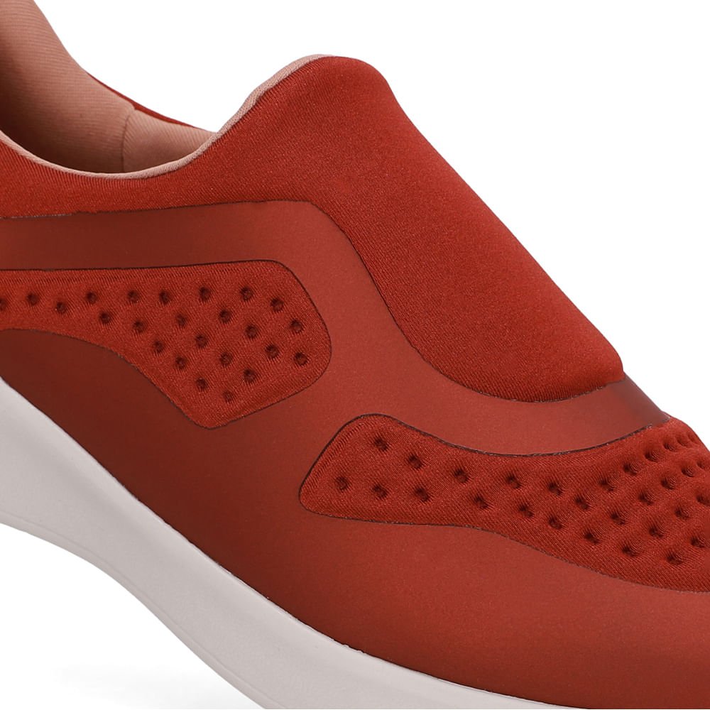 Tênis Slip On Elastano Marrom Vermelho 4