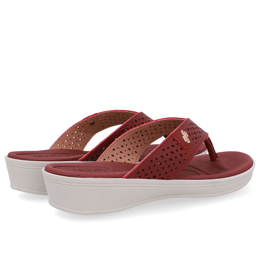 Chinelo Salto Anabela Couro Vermelho Vermelho 3