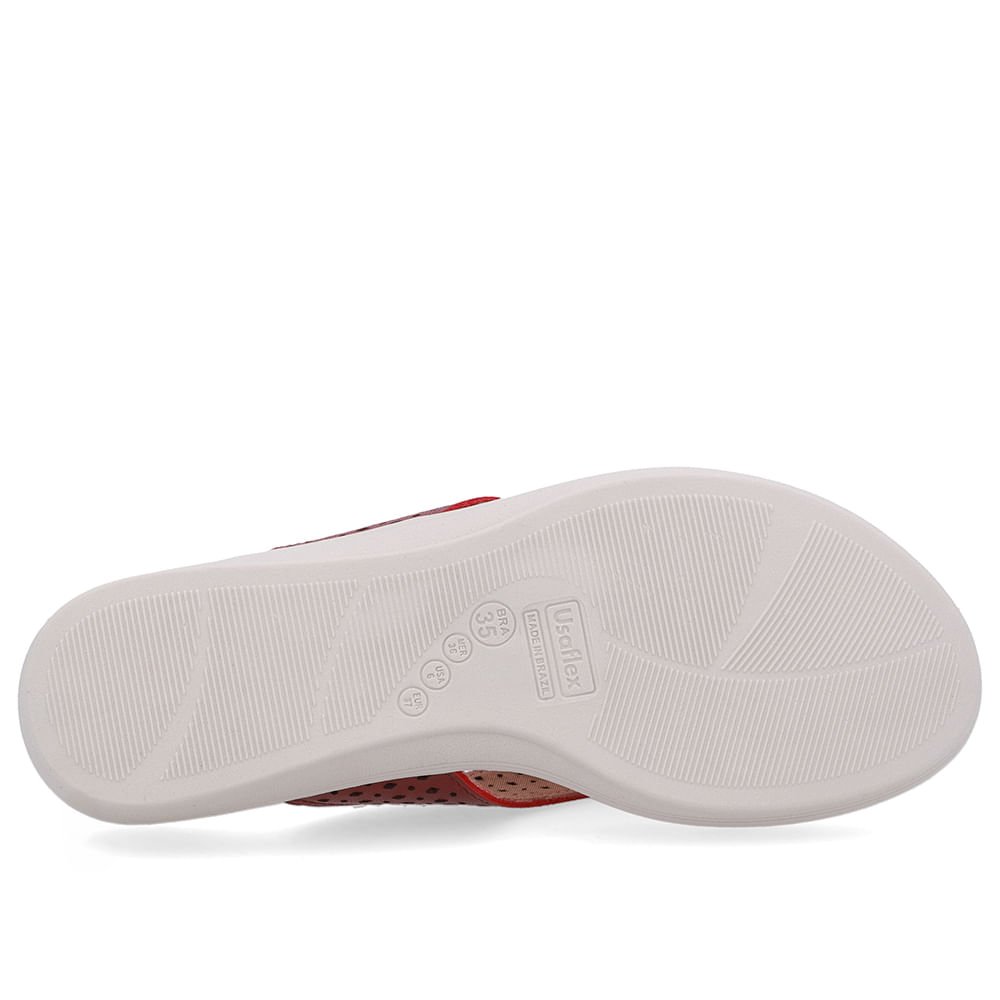 Chinelo Salto Anabela Couro Vermelho Vermelho 5