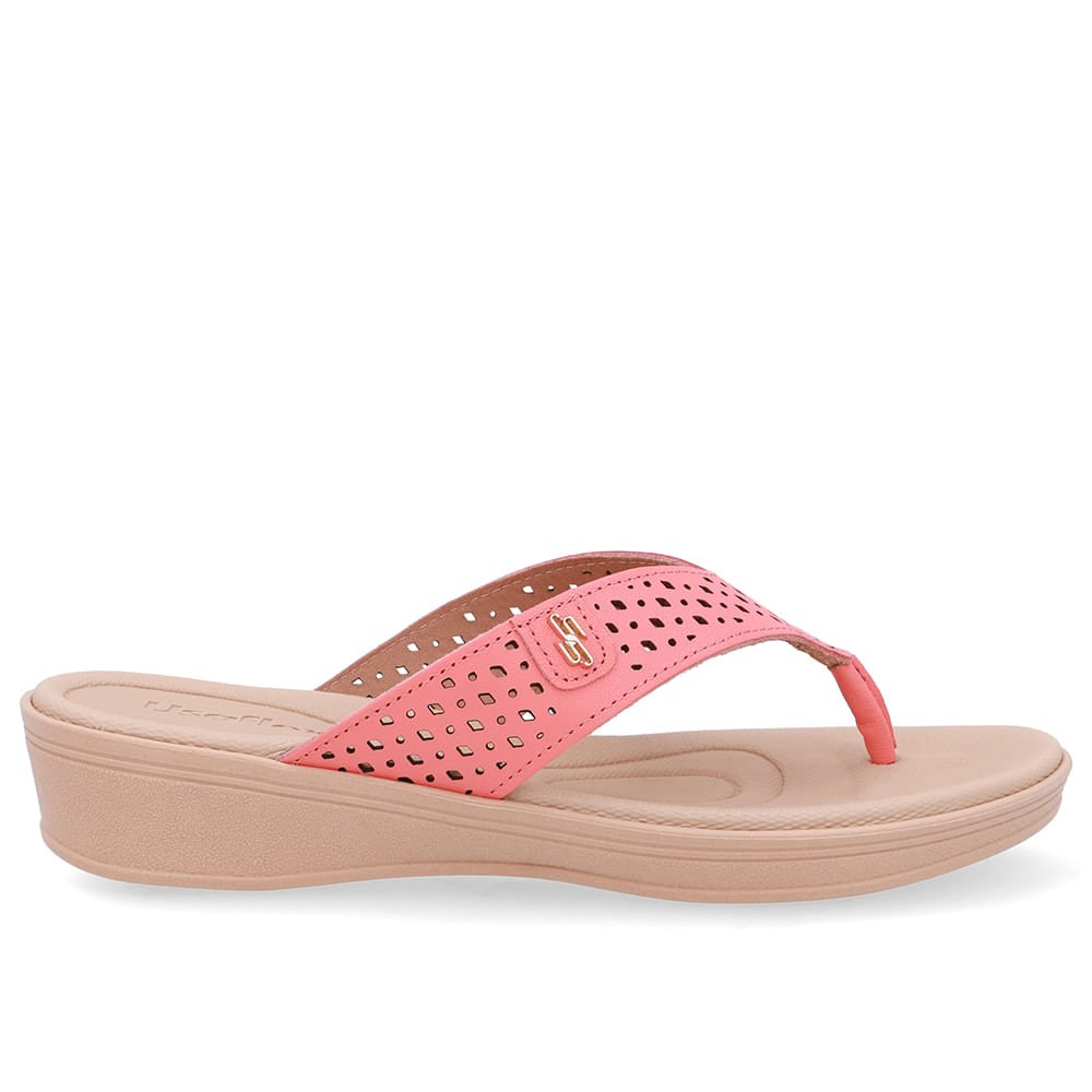 Chinelo Salto Anabela Couro Laranja