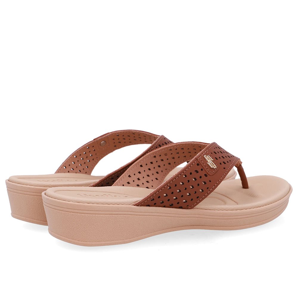 Chinelo Salto Anabela Couro Marrom Canela Canela 3