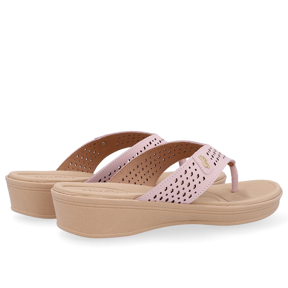Chinelo Salto Anabela Couro Rosa Rosa 3