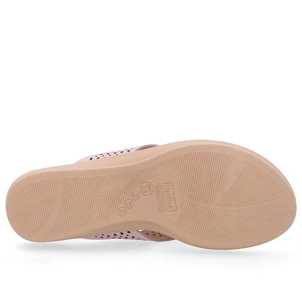 Chinelo Salto Anabela Couro Rosa Rosa 5