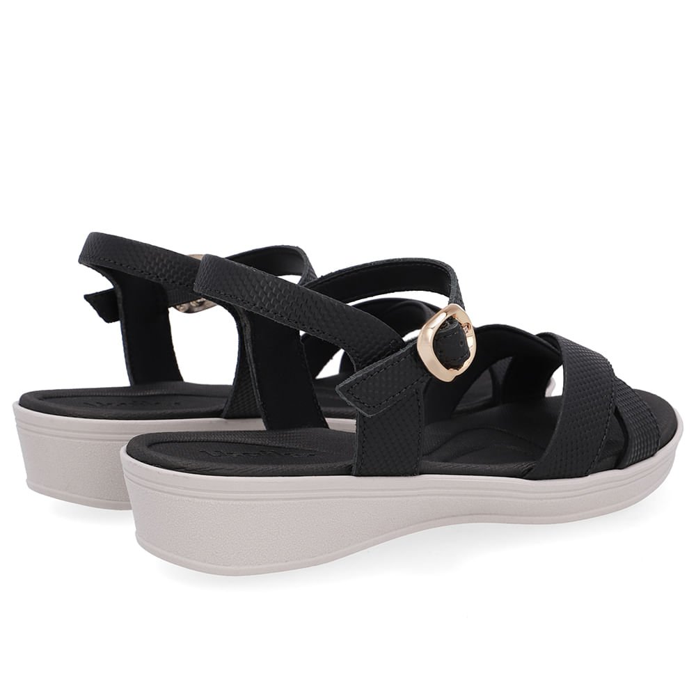 Sandália Couro Preta Tira Cruzada Preto 3