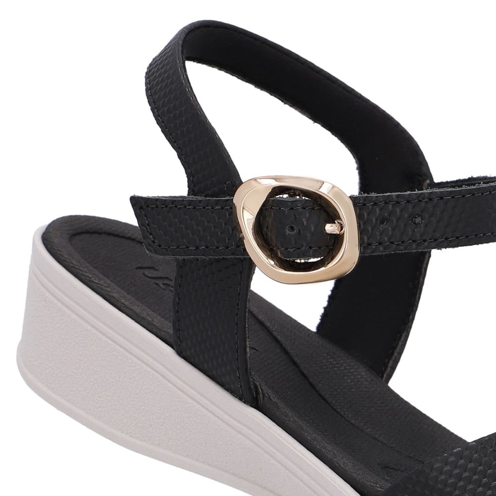 Sandália Couro Preta Tira Cruzada Preto 4