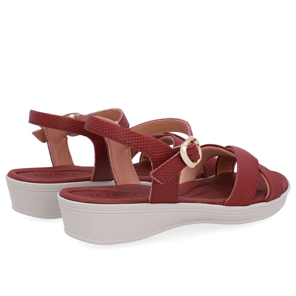 Sandália Couro Vermelha Tira Cruzada Vermelho 3