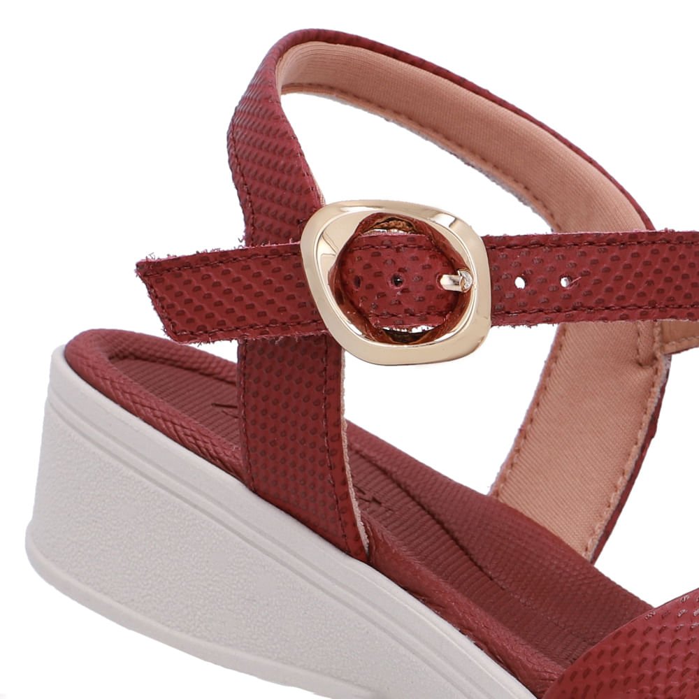 Sandália Couro Vermelha Tira Cruzada Vermelho 4