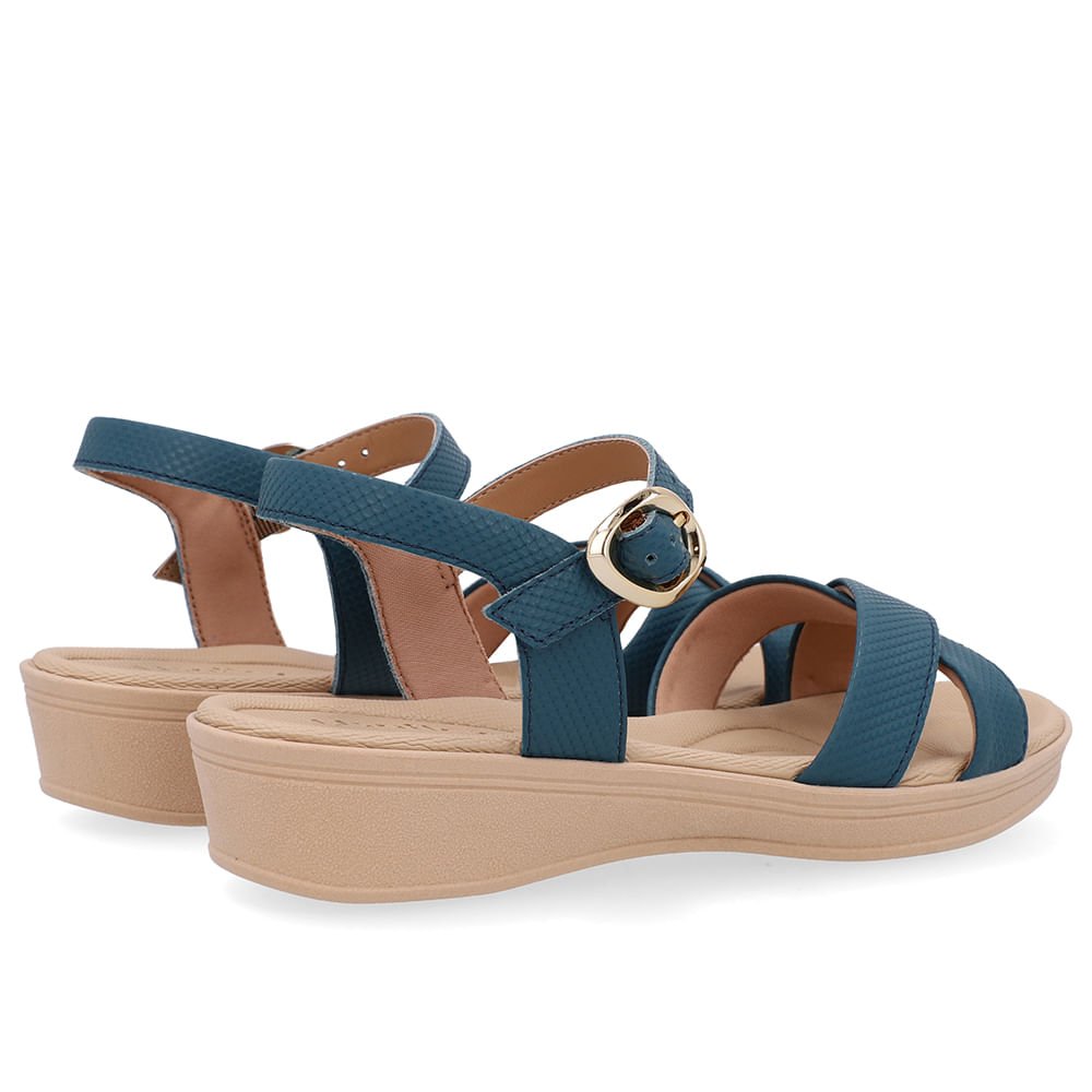 Sandália Couro Azul Tira Cruzada Azul 3