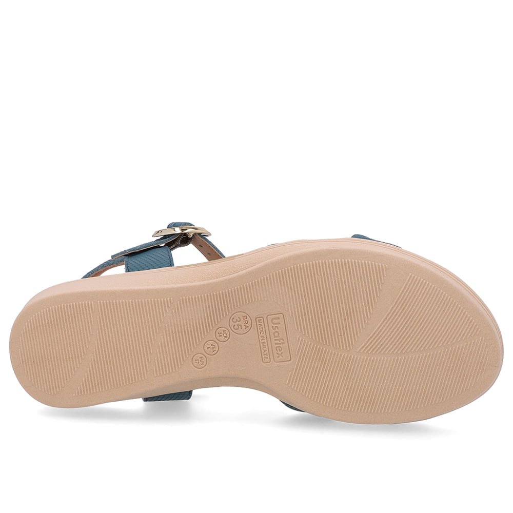 Sandália Couro Azul Tira Cruzada Azul 5