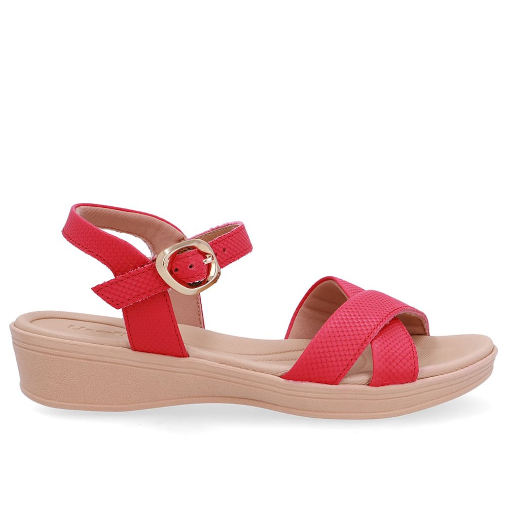 Sandália Couro Rosa Tira Cruzada