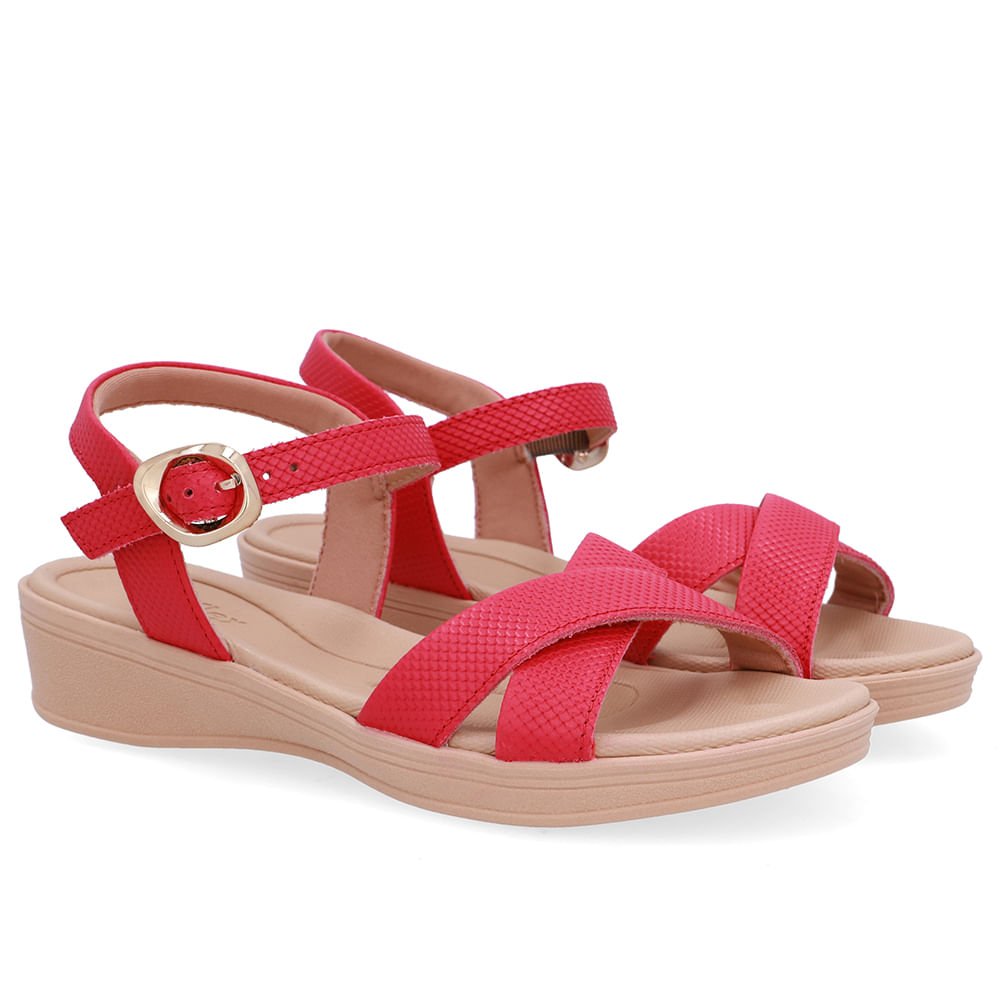Sandália Couro Rosa Tira Cruzada Rosa 2